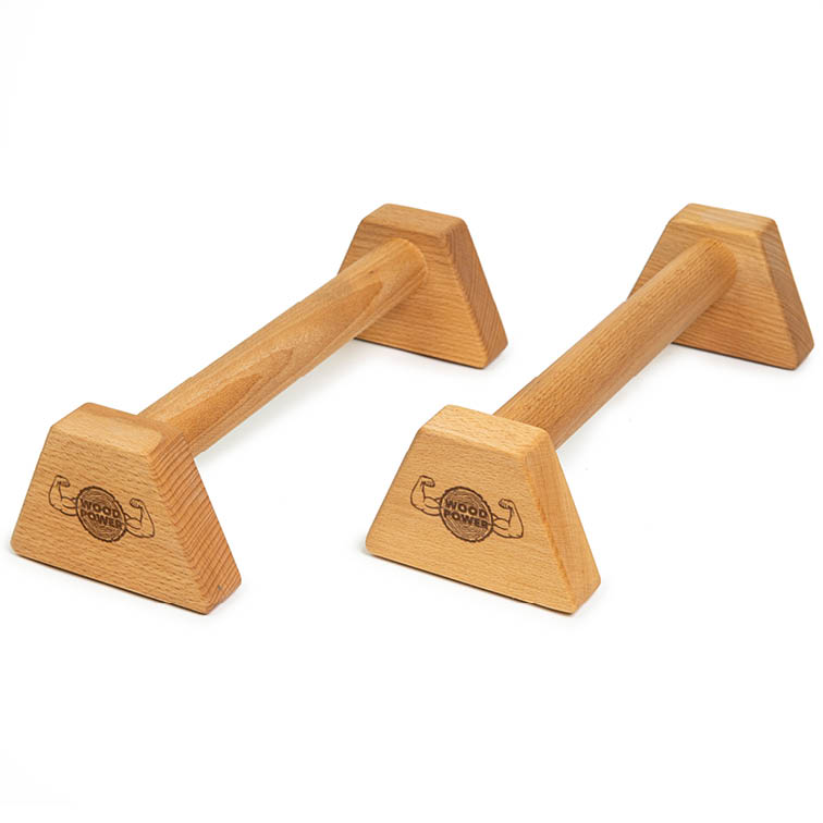 Paire De Poignées De Pompes Parallèles En Bois 25 Cm – Grip Ergonomique Naturel, Base Antidérapante, Pour Pompes, L-sit, Planche, Calisthénie à Domicile